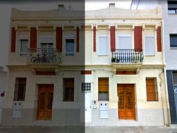 Fachada de Casa reformada en La Playa de la Malvarrosa, Valencia.
